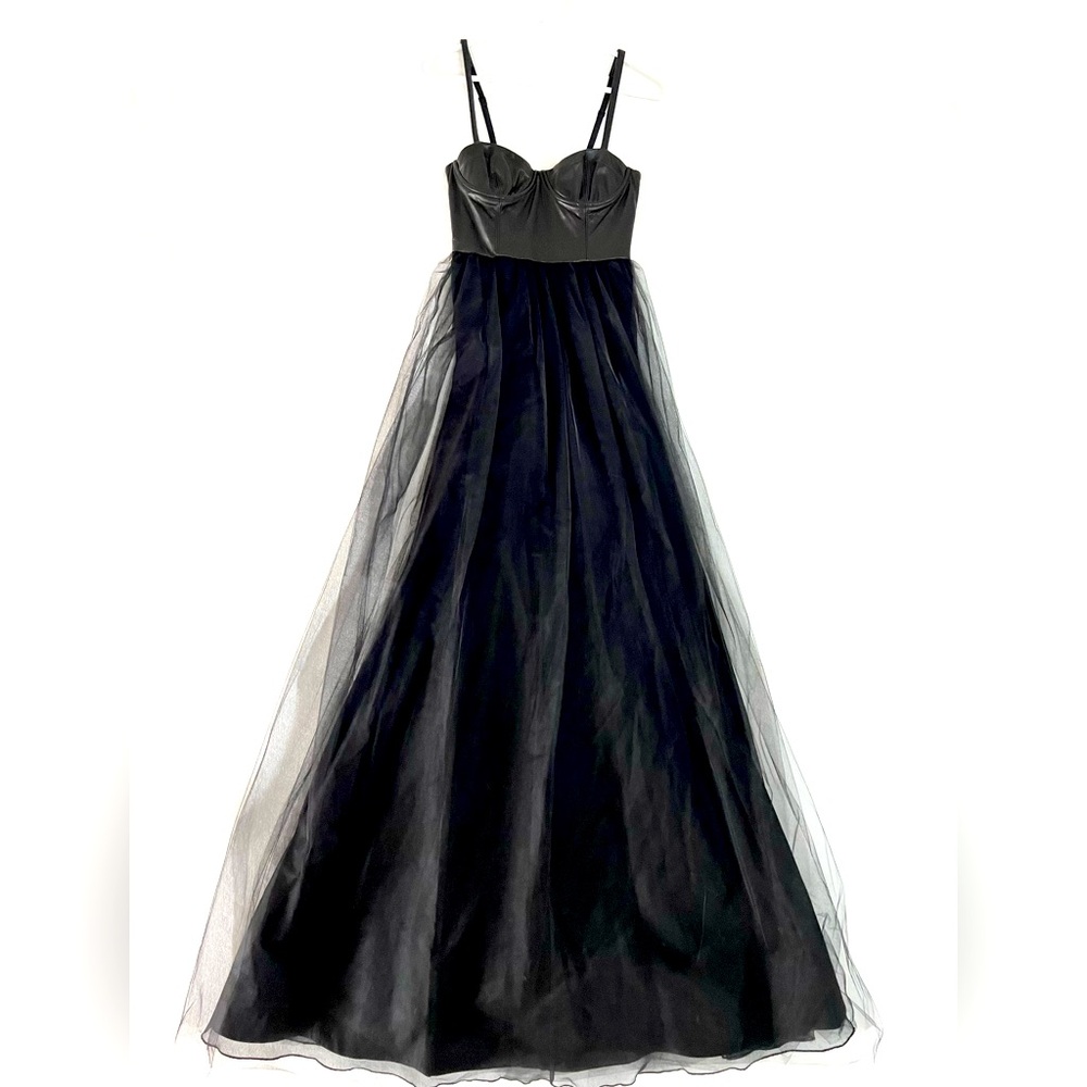 Alice + Olivia Leather Corset Top Tulle Gown - NWT